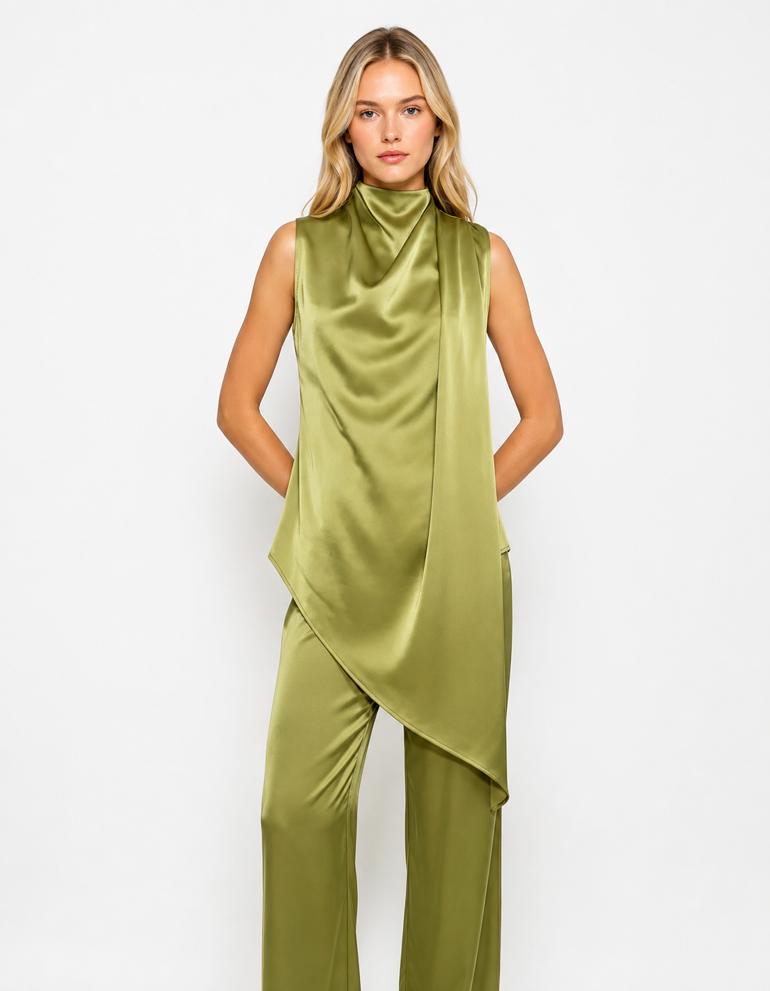Olive Allure Drape Blouse