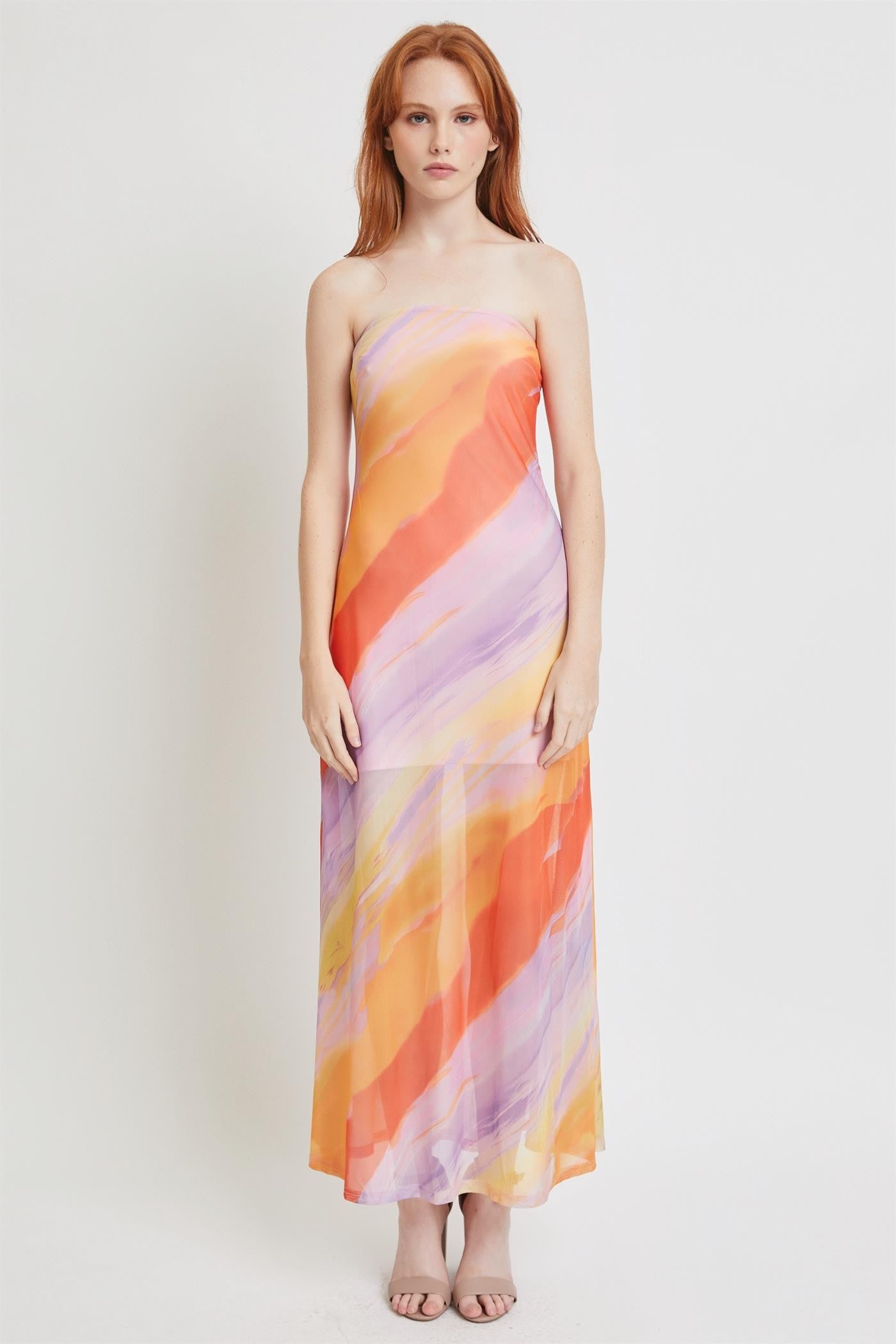 Sunset Watercolor Midi Dress