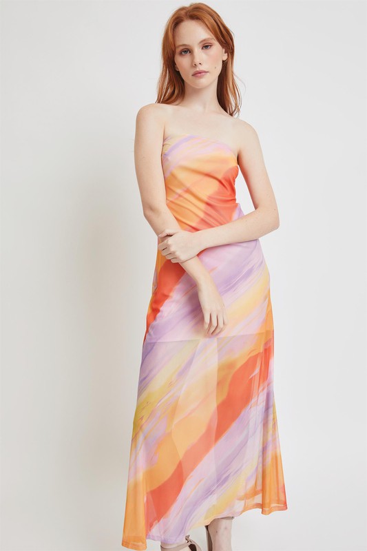 Sunset Watercolor Midi Dress