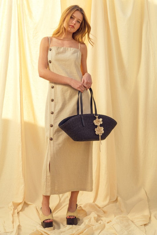 Sand Dune Linen Midi Dress