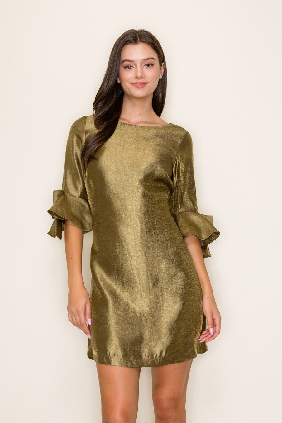 Olive Luxe Satin Mini Dress (PRE-ORDER/AVAILABLE TO SHIP 8/13)