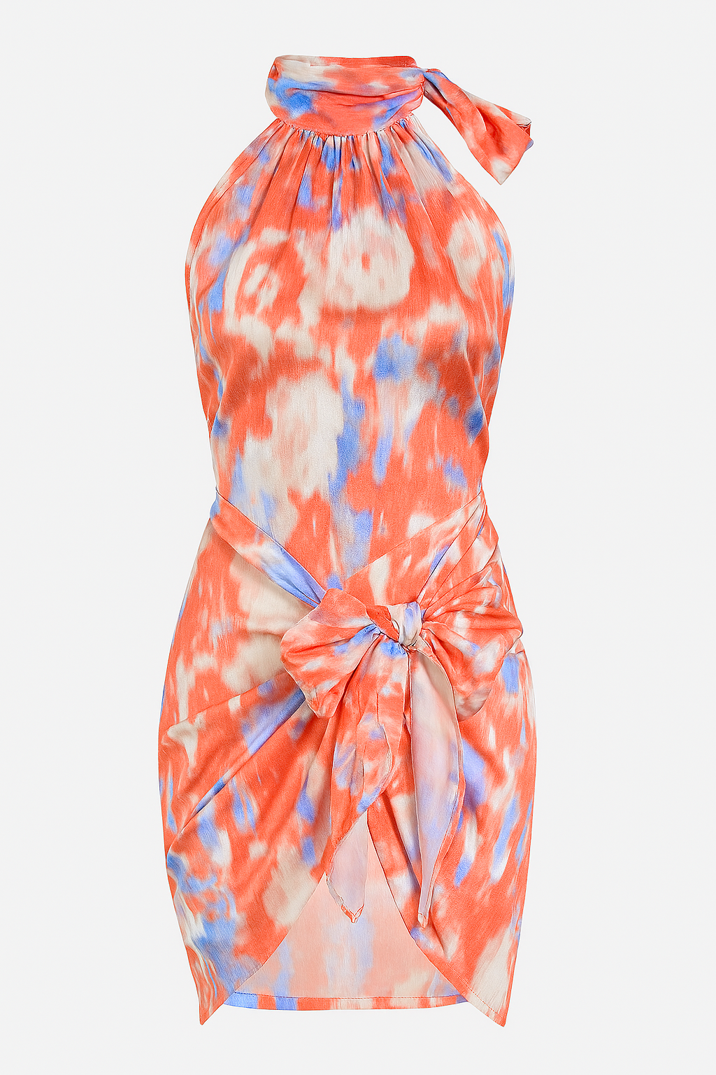 Sunny Satin Halter Neck Mini Dress