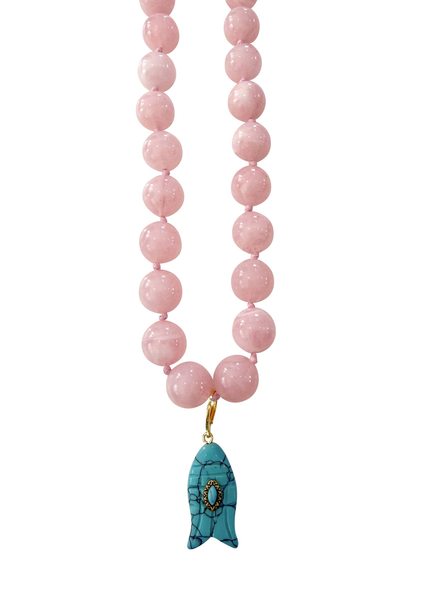 Kiawah Beaded Fish Charm Necklace - Pink