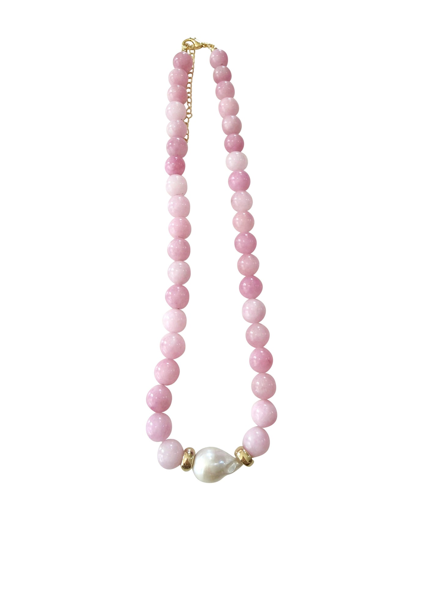 Brenna Pink Beaded Necklace with Pearl Accent
