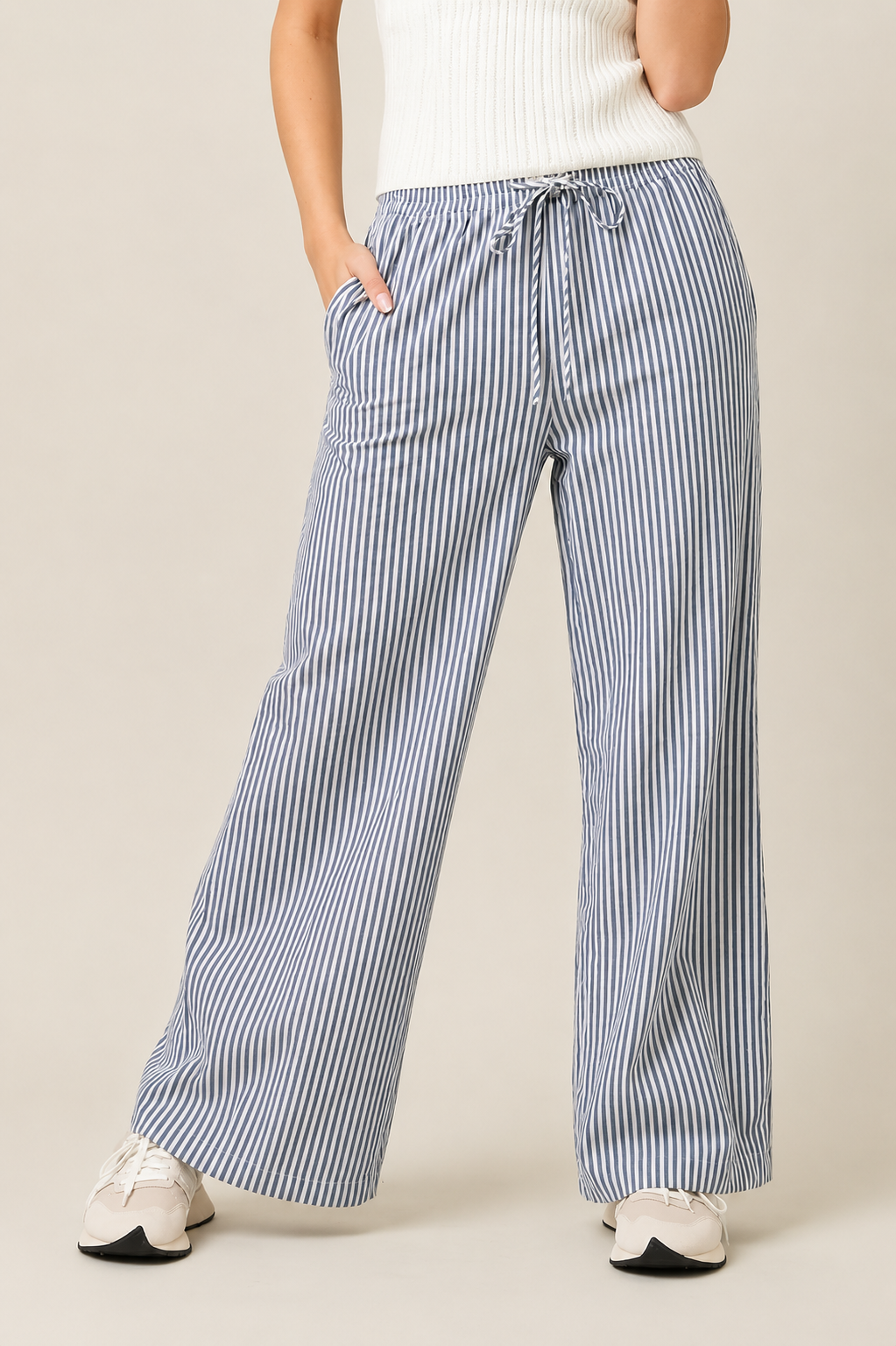 Blue Tide Stripe Linen Pants