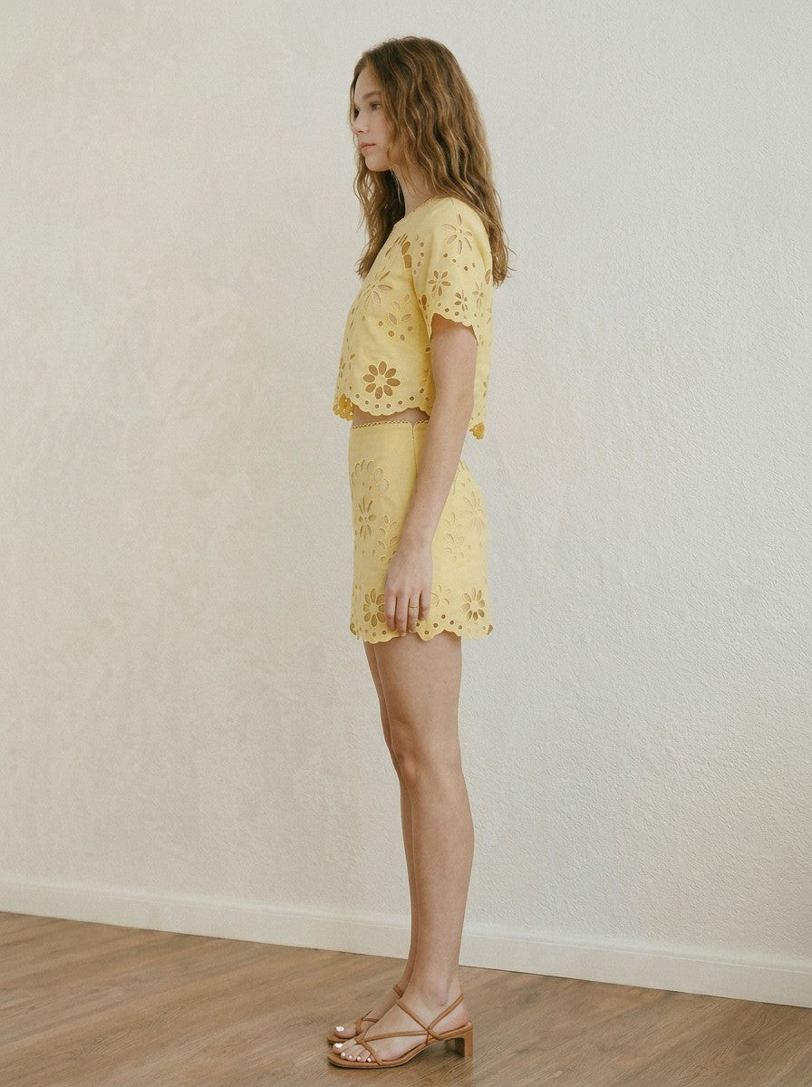 Lemon Blossom Eyelet Blouse