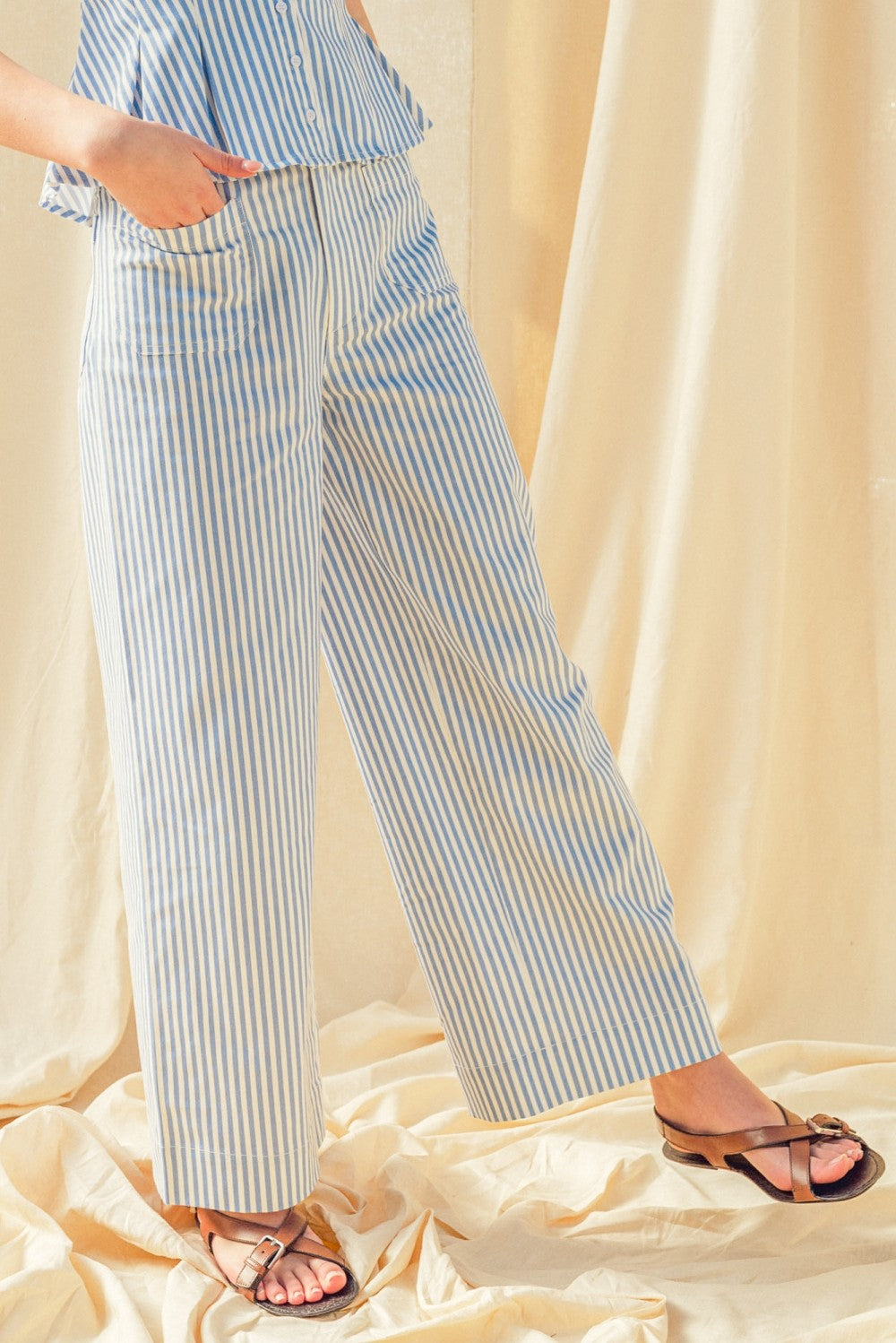 Coastal Stripe Wide-Leg Pants