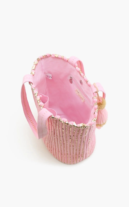 Pink Breeze Upcyled Hand Woven Pink Tote