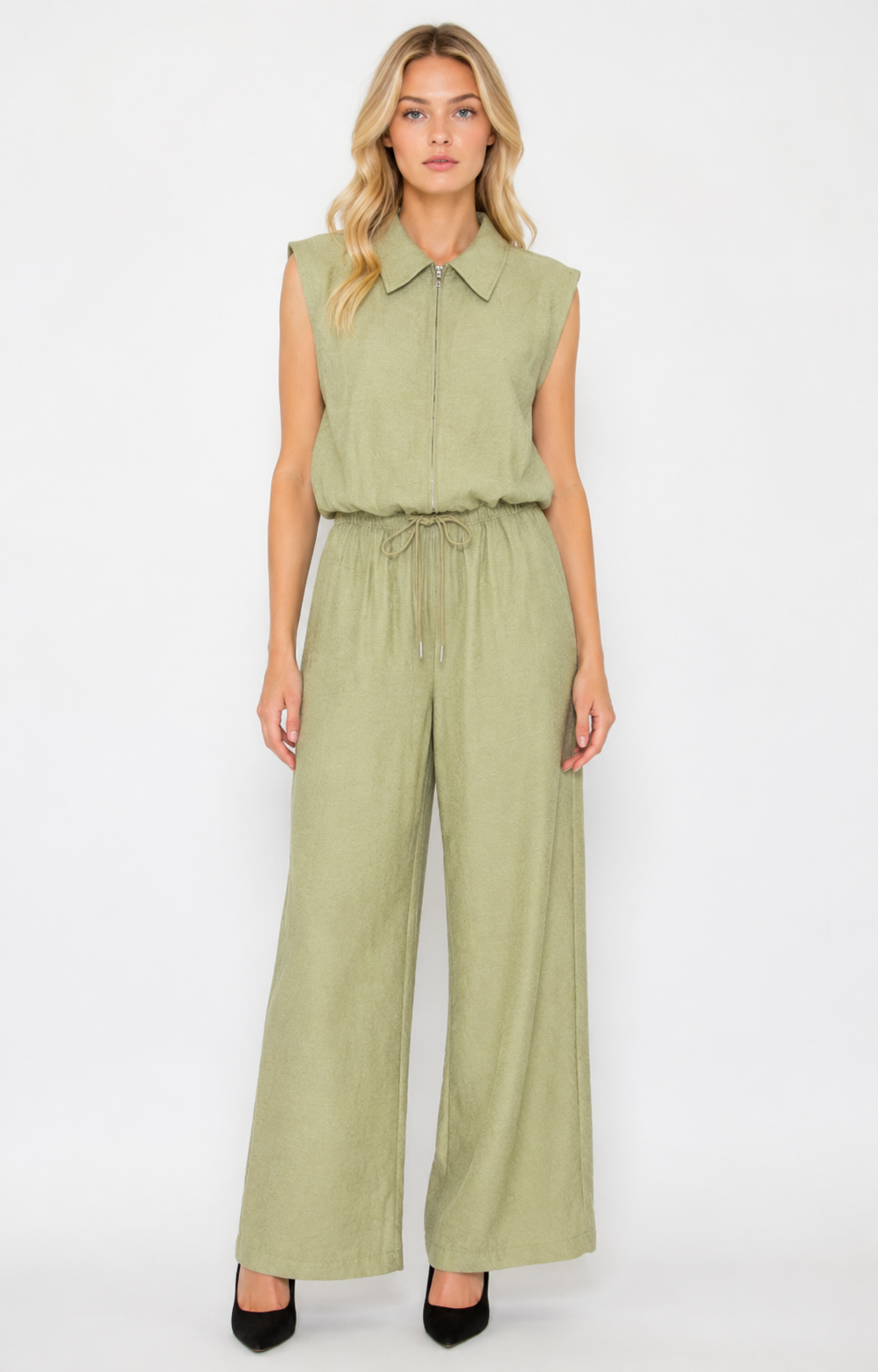 Olive Coast Zip Up Blouse