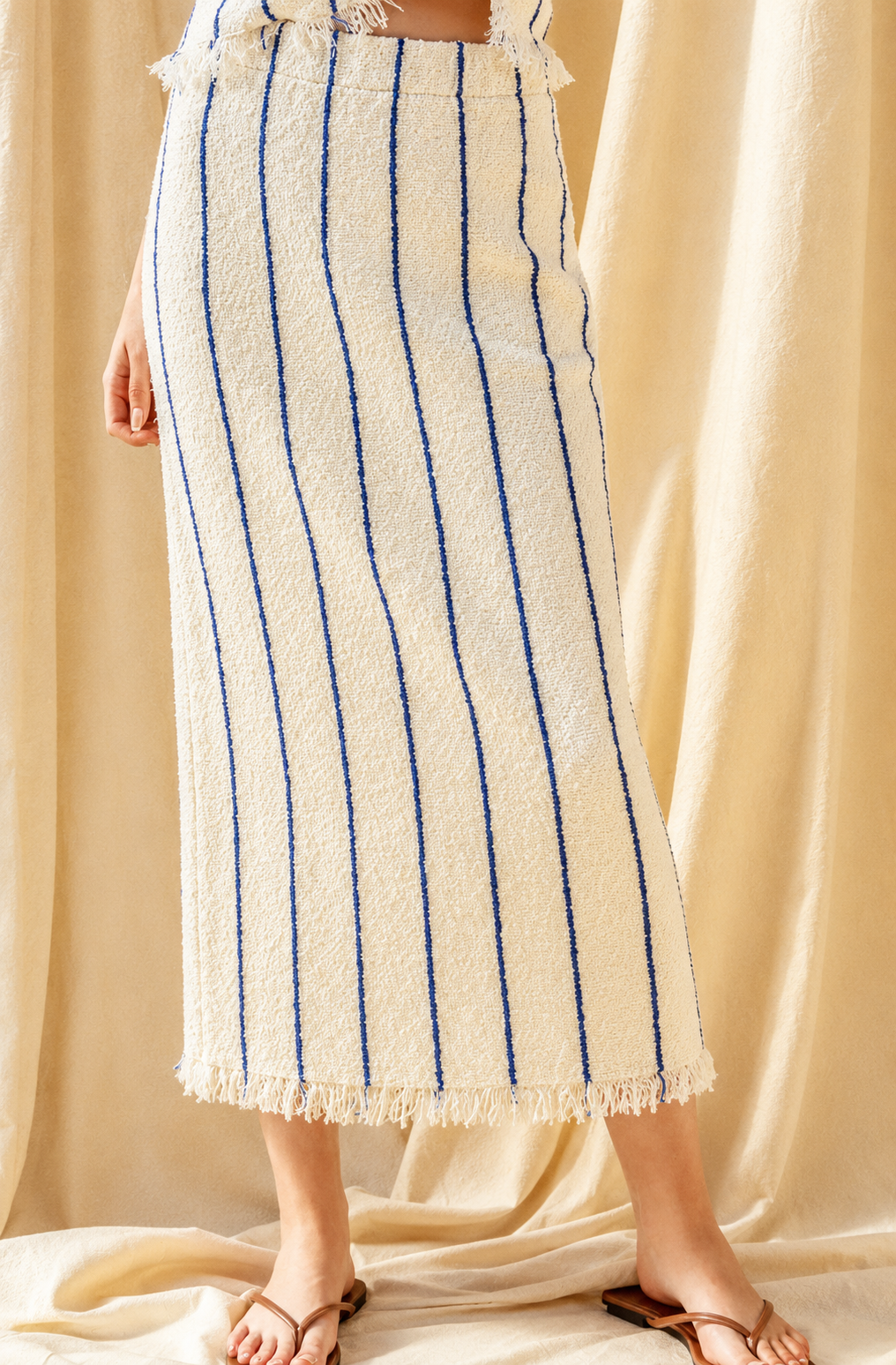 The Capri Stripe Midi Skirt