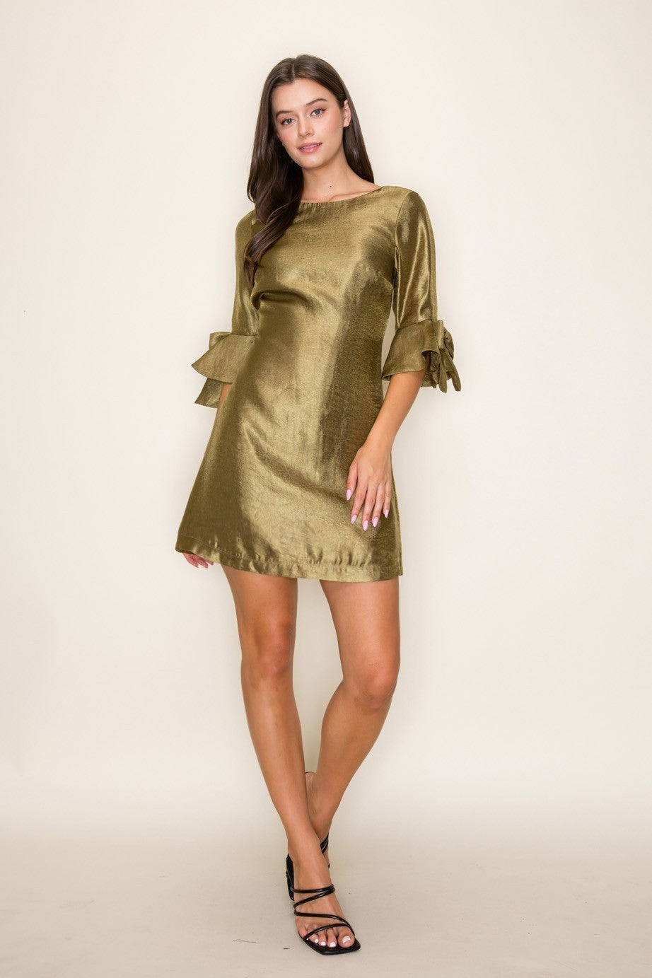 Olive Luxe Satin Mini Dress (PRE-ORDER/AVAILABLE TO SHIP 8/13)