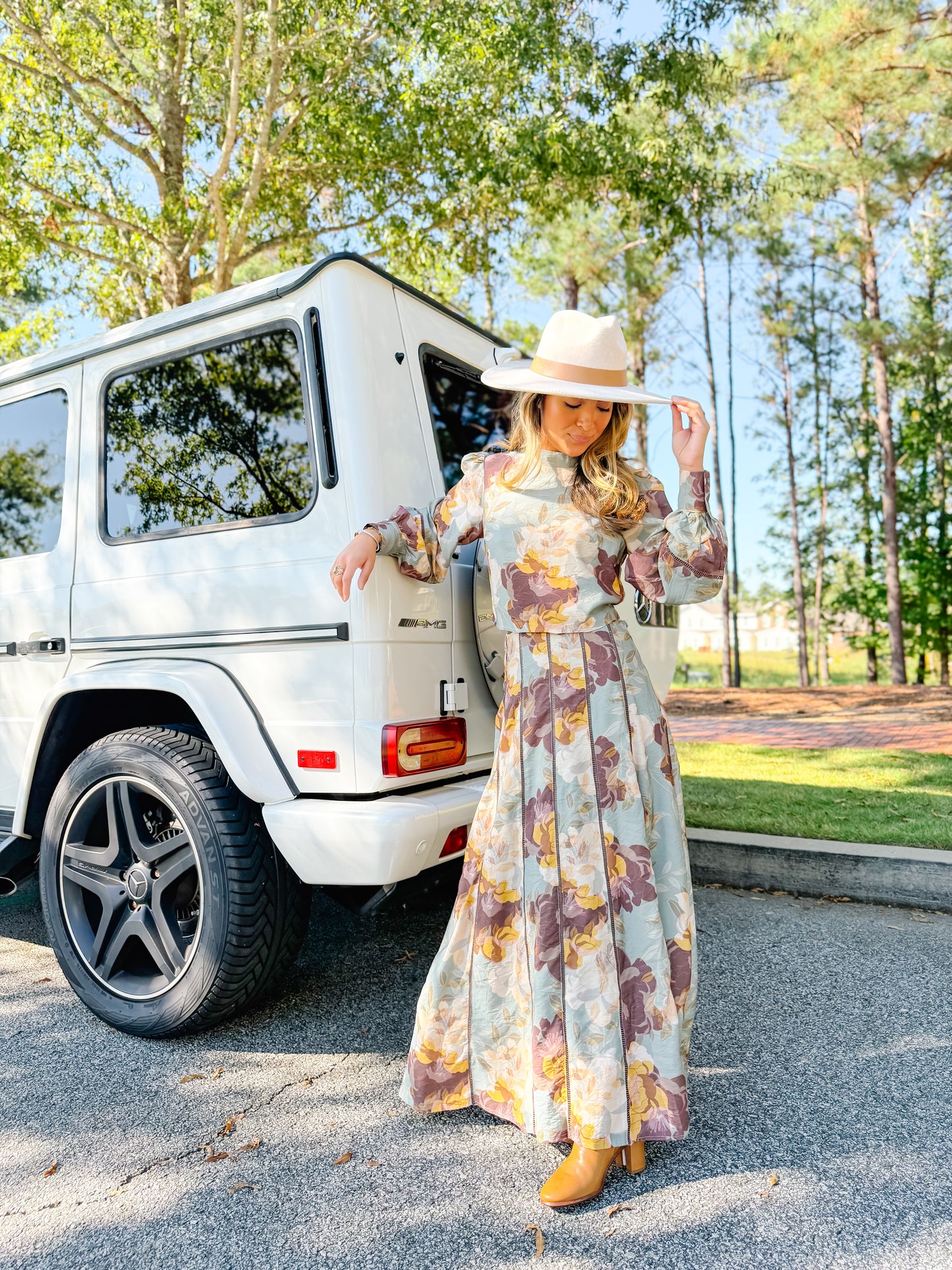 Willow Floral Print Mock Neck Blouse