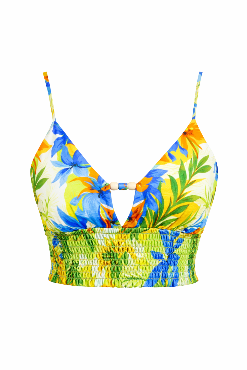 Tropic Bay Smocked Bralette Top (Blue Multi)