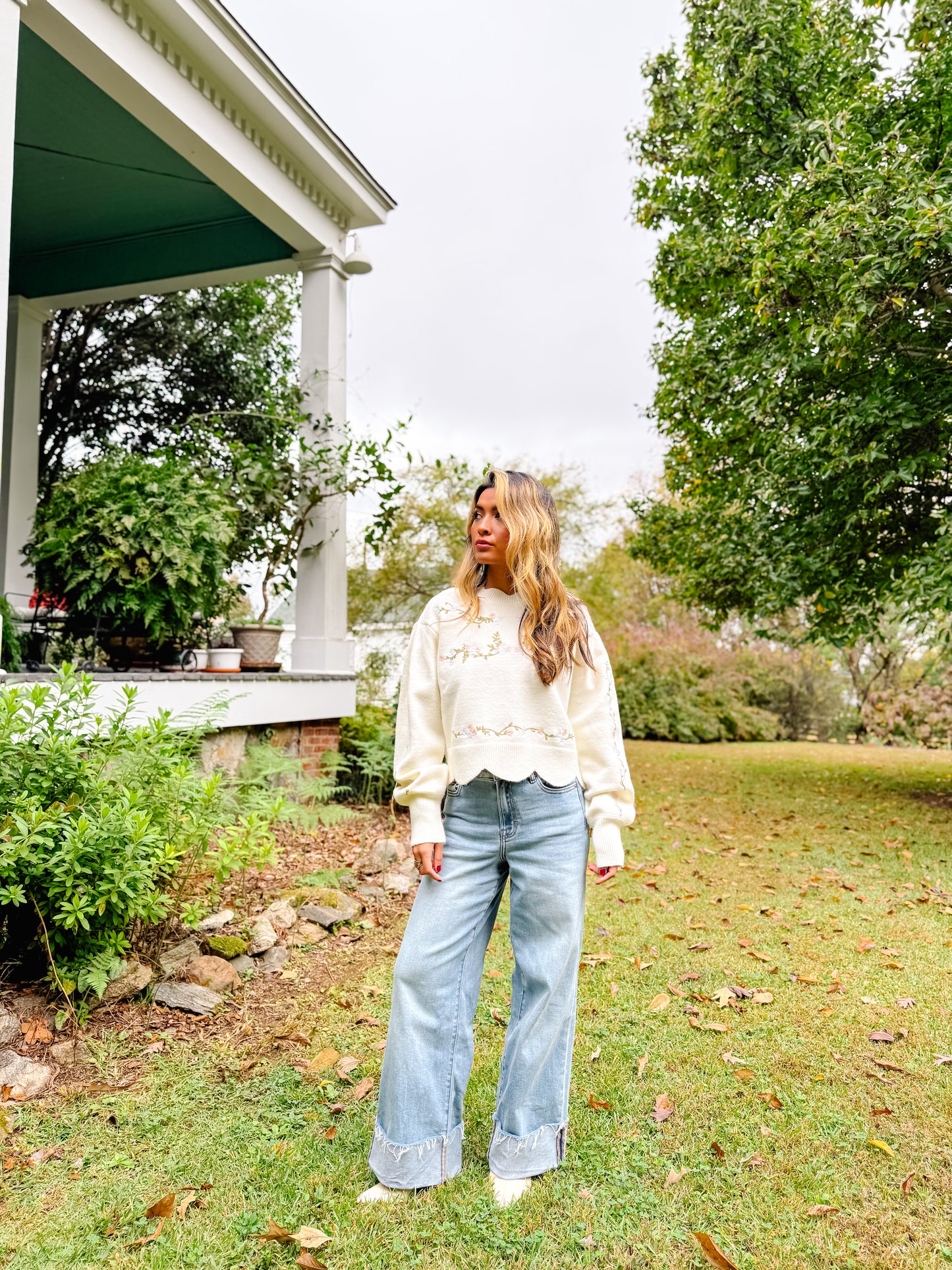 The Meadow Bloom Scallop Sweater