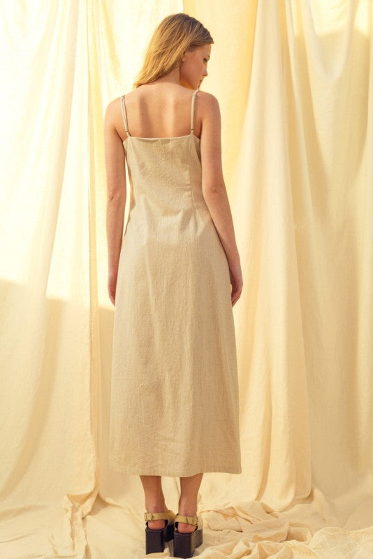Sand Dune Linen Midi Dress