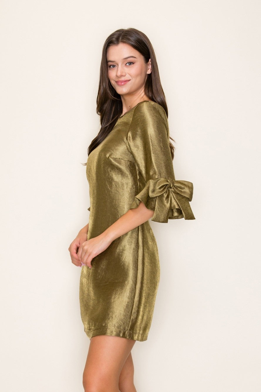 Olive Luxe Satin Mini Dress (PRE-ORDER/AVAILABLE TO SHIP 8/13)
