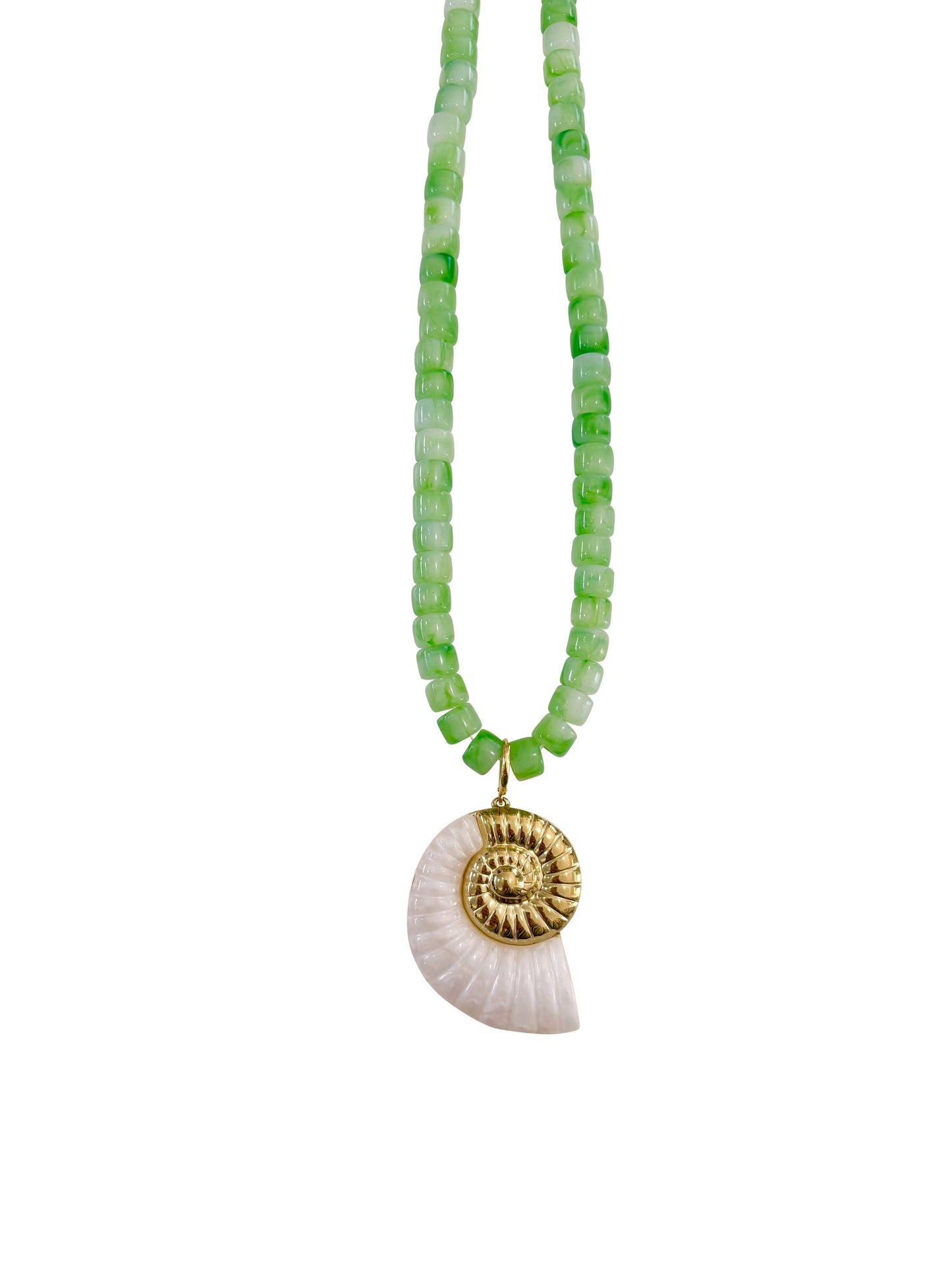 Camila Green Beaded Necklace with Shell