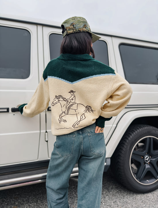 Rodeo Embrodiered Zip Up Cardigan
