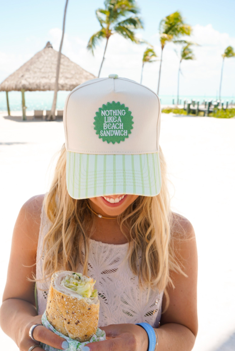 Nothing Like A Beach Sandwich Hat - Green Stripe