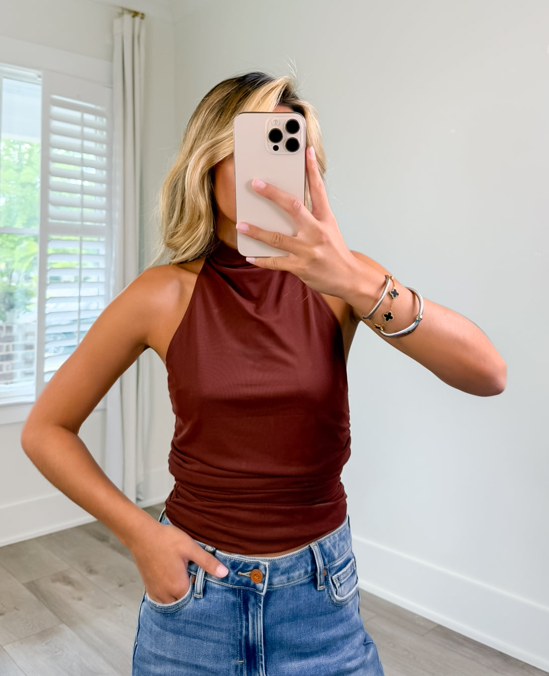 Maria Mock Neck Sleeveless Top