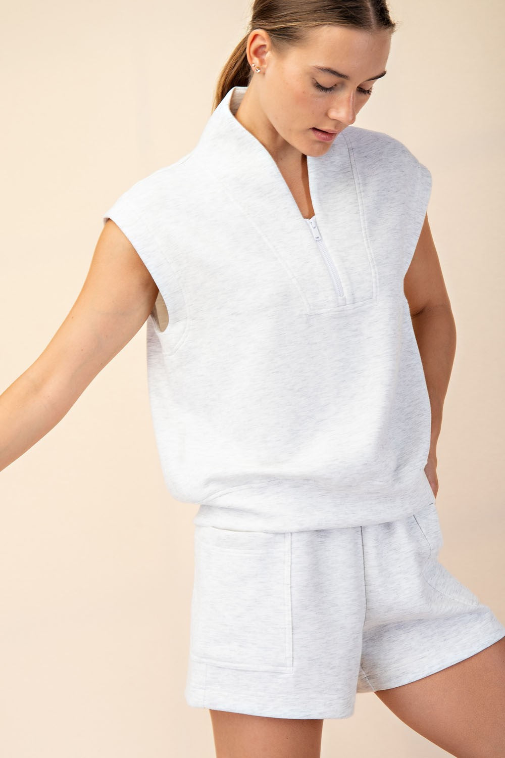 Heather Grey V-Neck Scuba Top