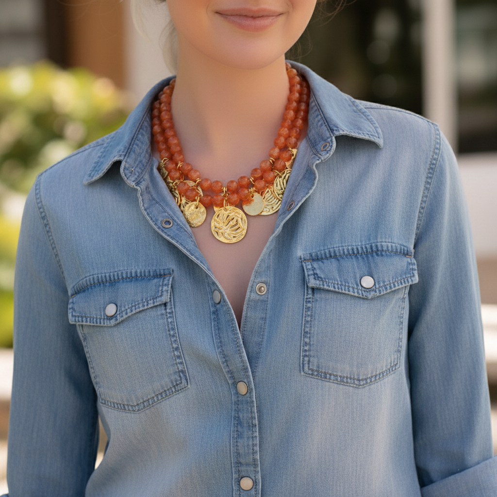 Amber Glow Coin Necklace