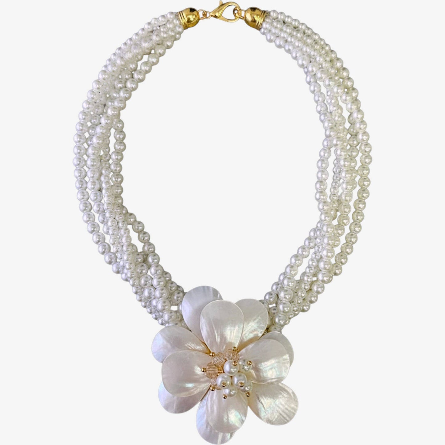 Coastal Mother of Pearl Flower Necklace