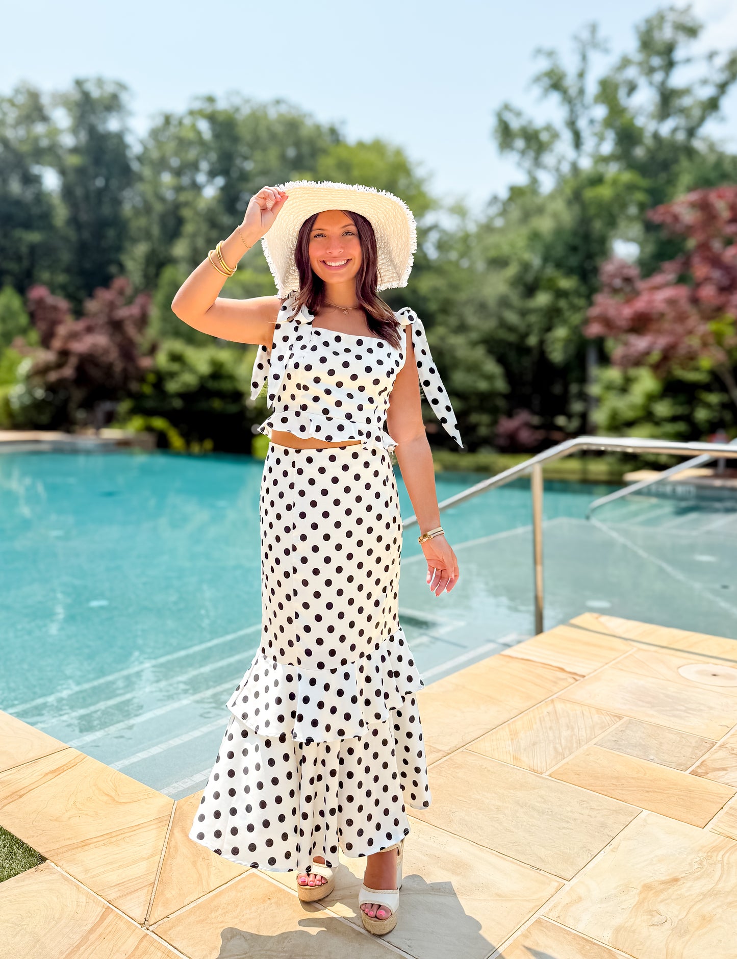 Pippa Polka Dot Crop Top & Skirt Set