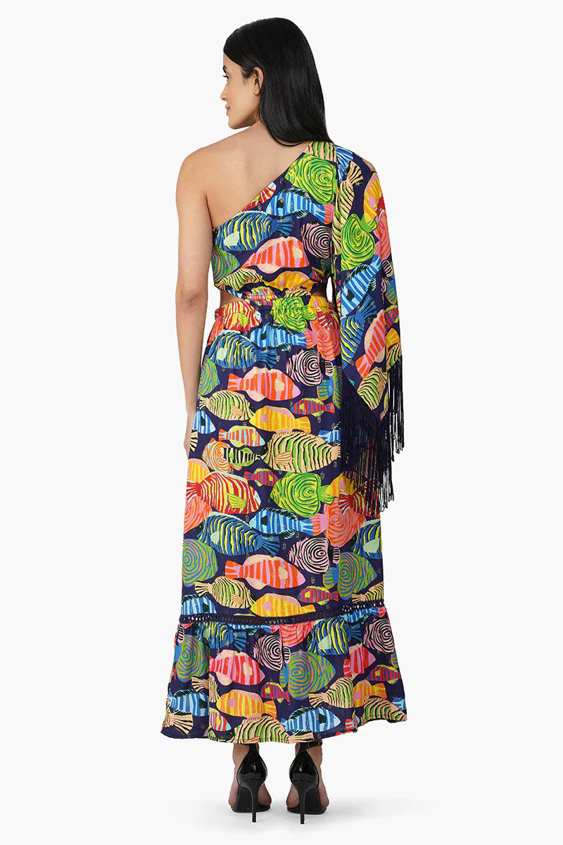 Tuna Marissa Multi Printed One Shoulder Maxi Dress