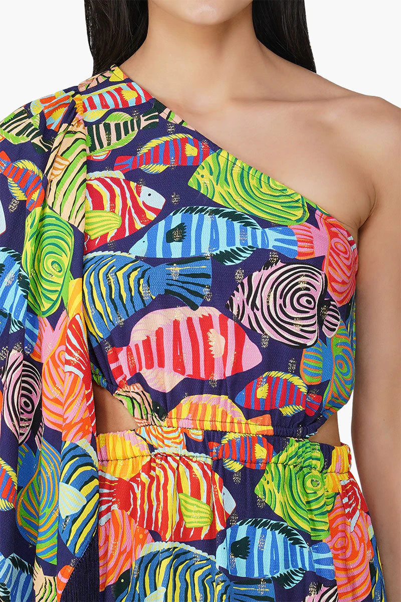Tuna Marissa Multi Printed One Shoulder Maxi Dress