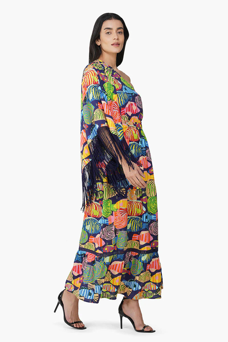 Tuna Marissa Multi Printed One Shoulder Maxi Dress
