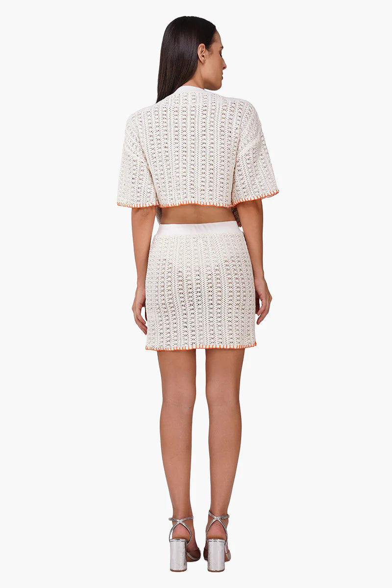 Coastal Patch Crochet Embellished Cropped Top