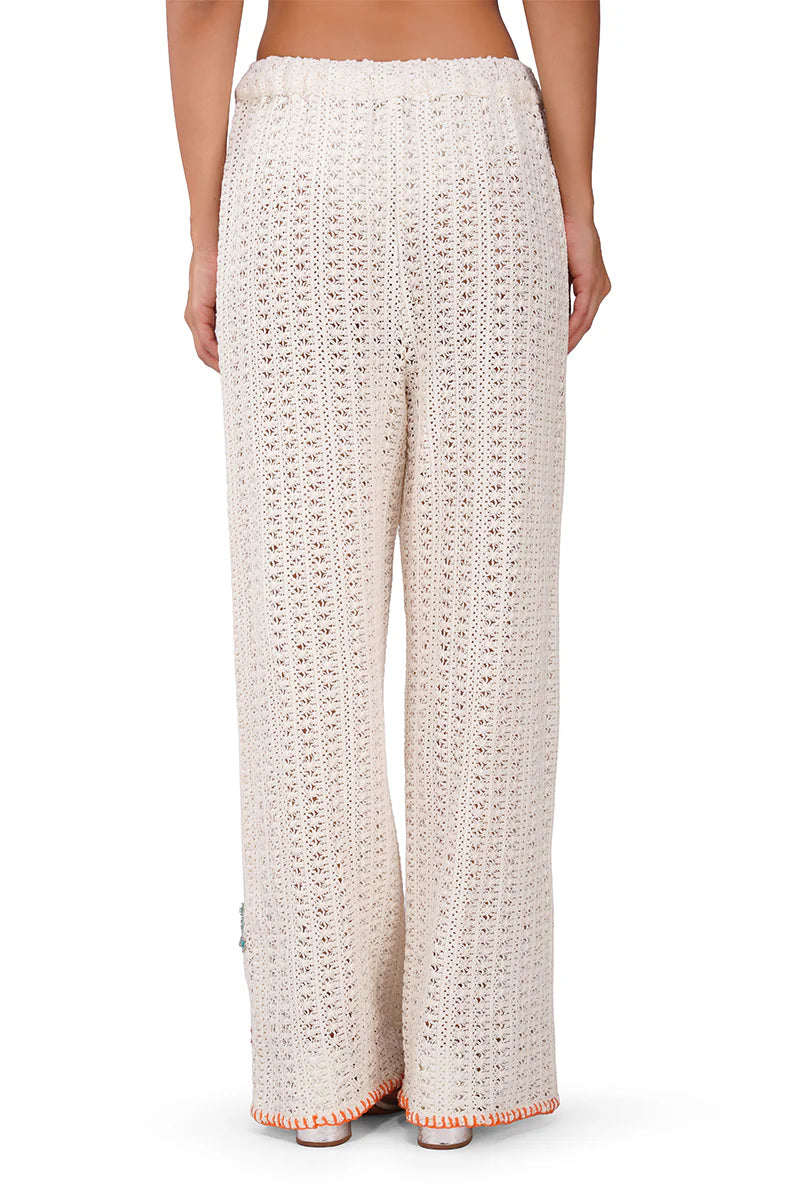 Coastal Patch Crochet Embellished Pants