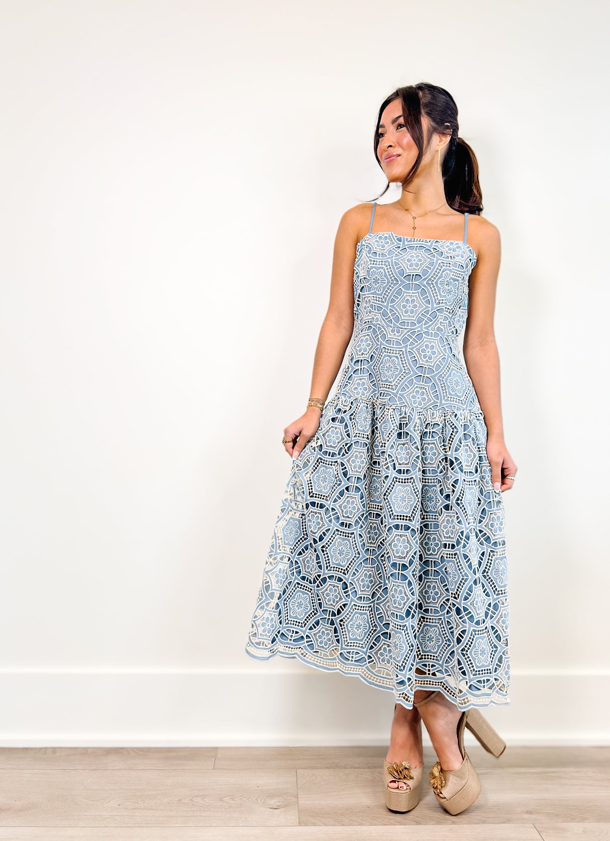Blue Ivory Midi Dress