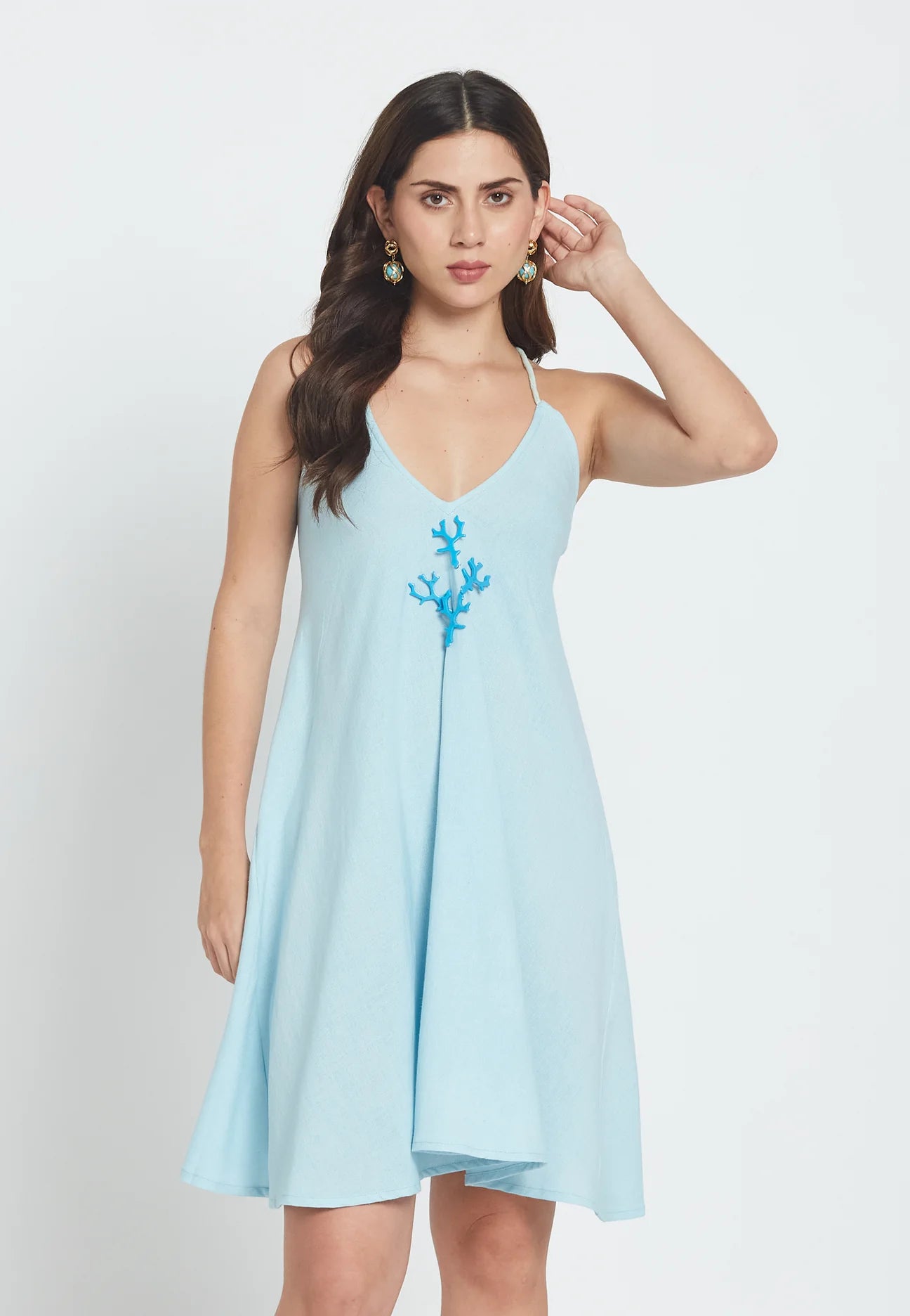 Ocean Coral Blue Mini Dress