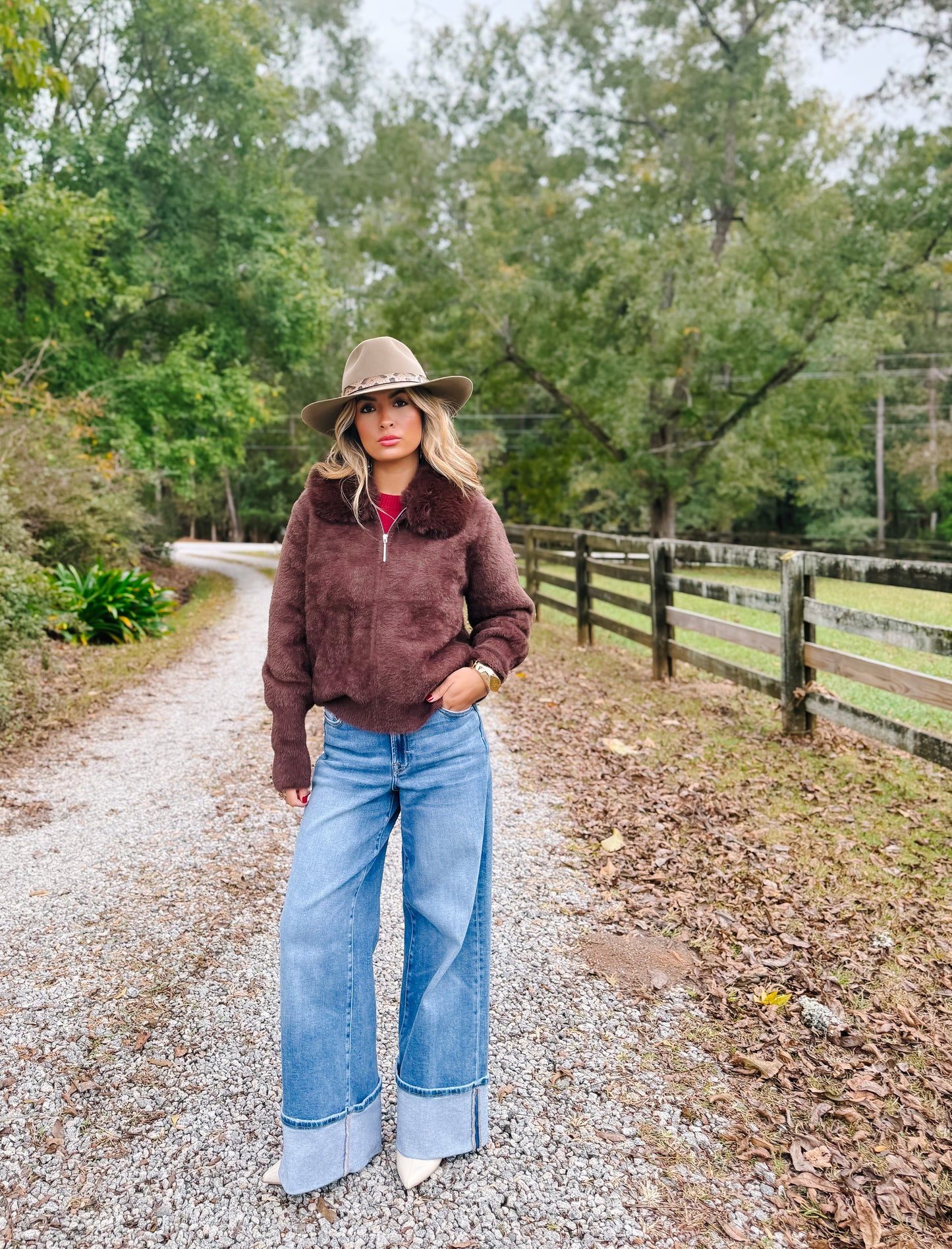 Nori Wide Leg Cuffed Jeans
