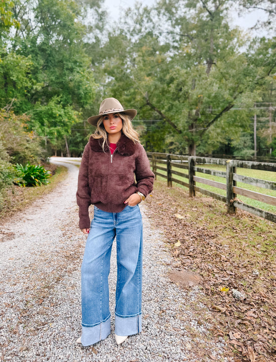 Nori Wide Leg Cuffed Jeans