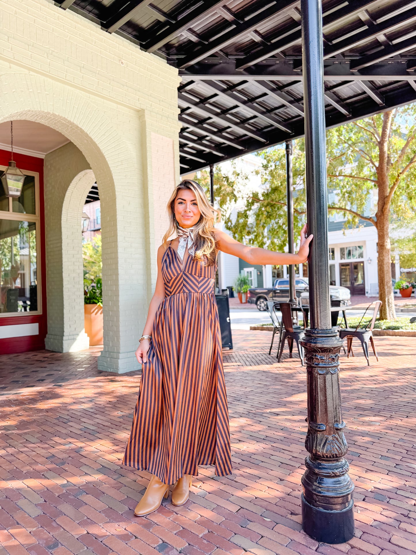 The Espresso Stripe Midi Dress