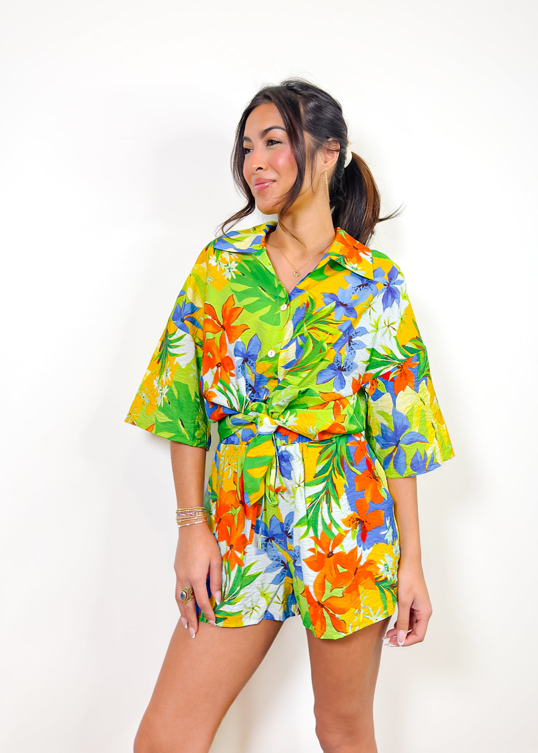 Tropic Bay Smocked Shorts (Blue Multi)