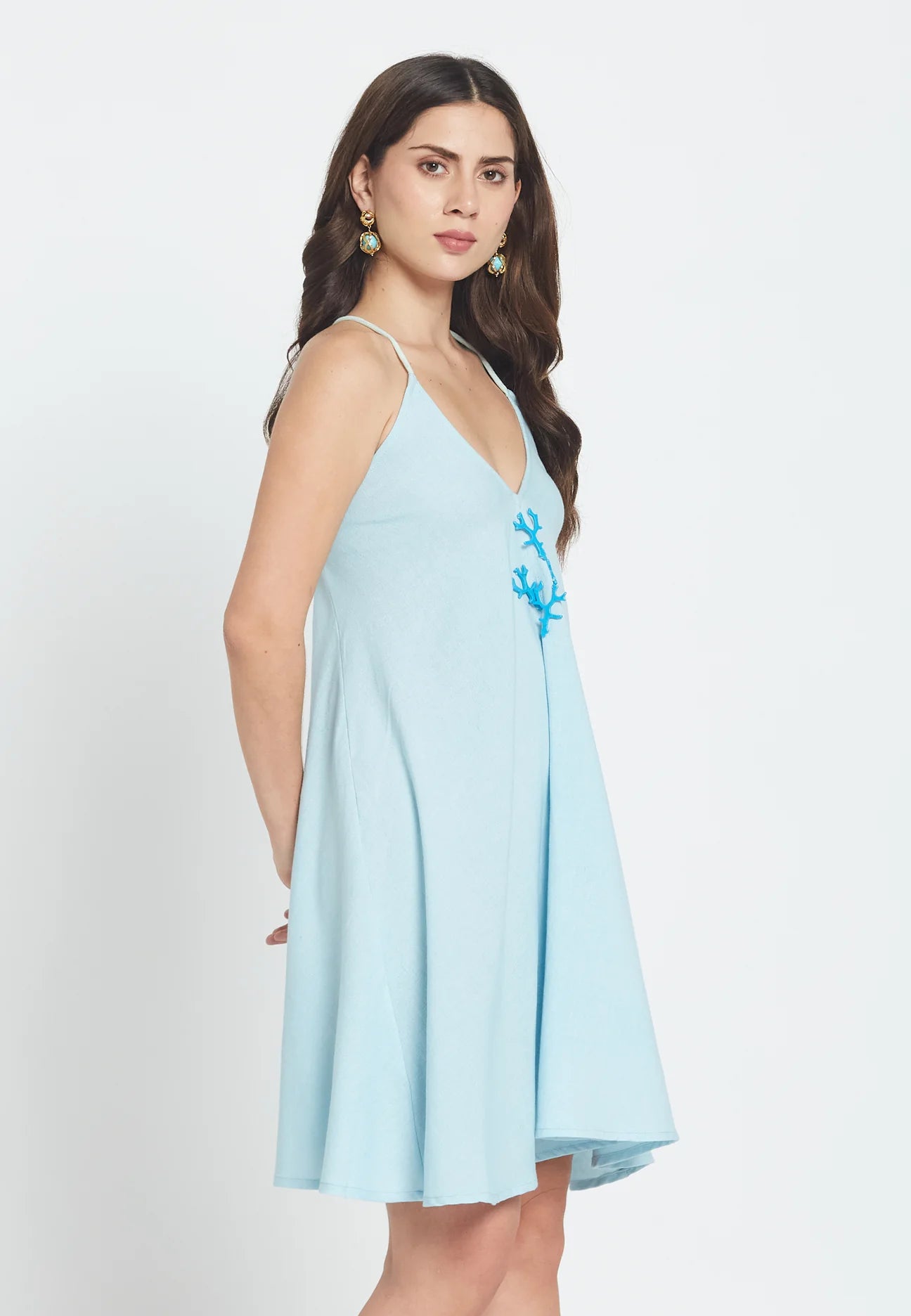 Ocean Coral Blue Mini Dress