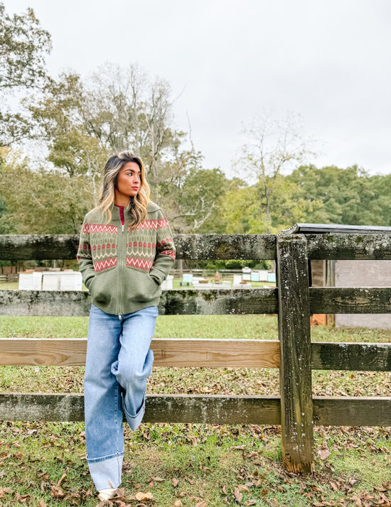 The Evergreen Zip Up Sweater