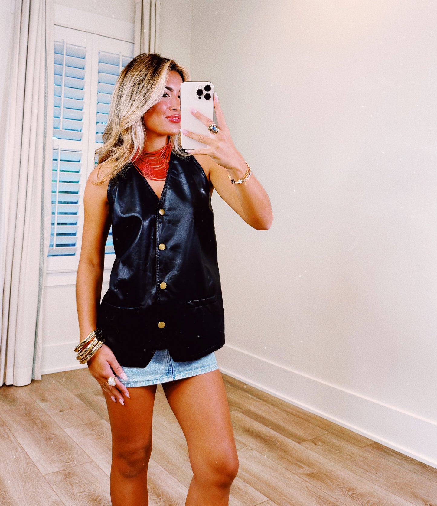 Lacie Black Leather Halter Top