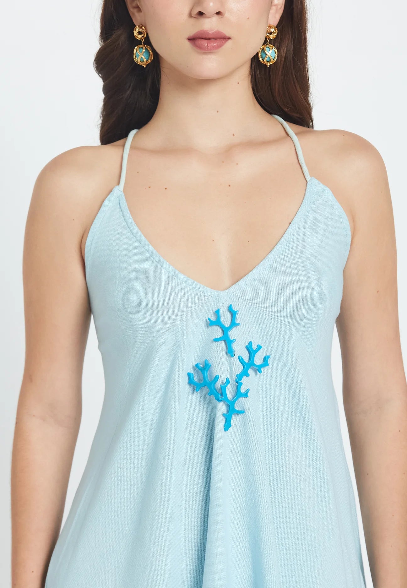Ocean Coral Blue Mini Dress