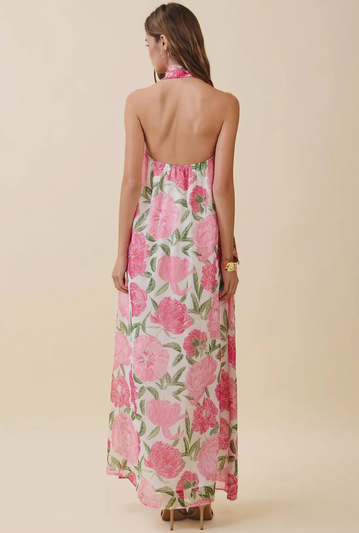 Rosé Garden Scarf Maxi Dress