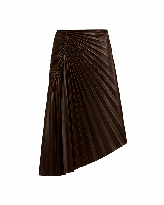 Bella Brown Pleated Midi Skirt