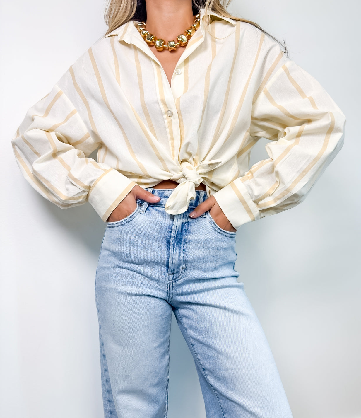 Coco Striped Button Down Linen Top