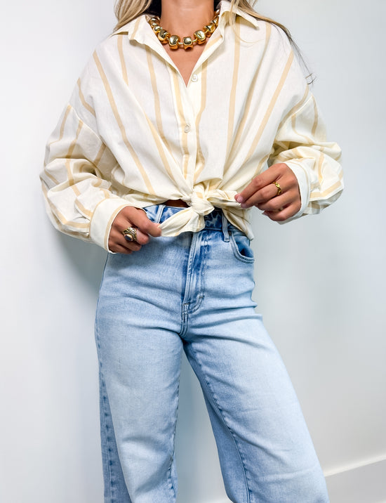 Coco Striped Button Down Linen Top