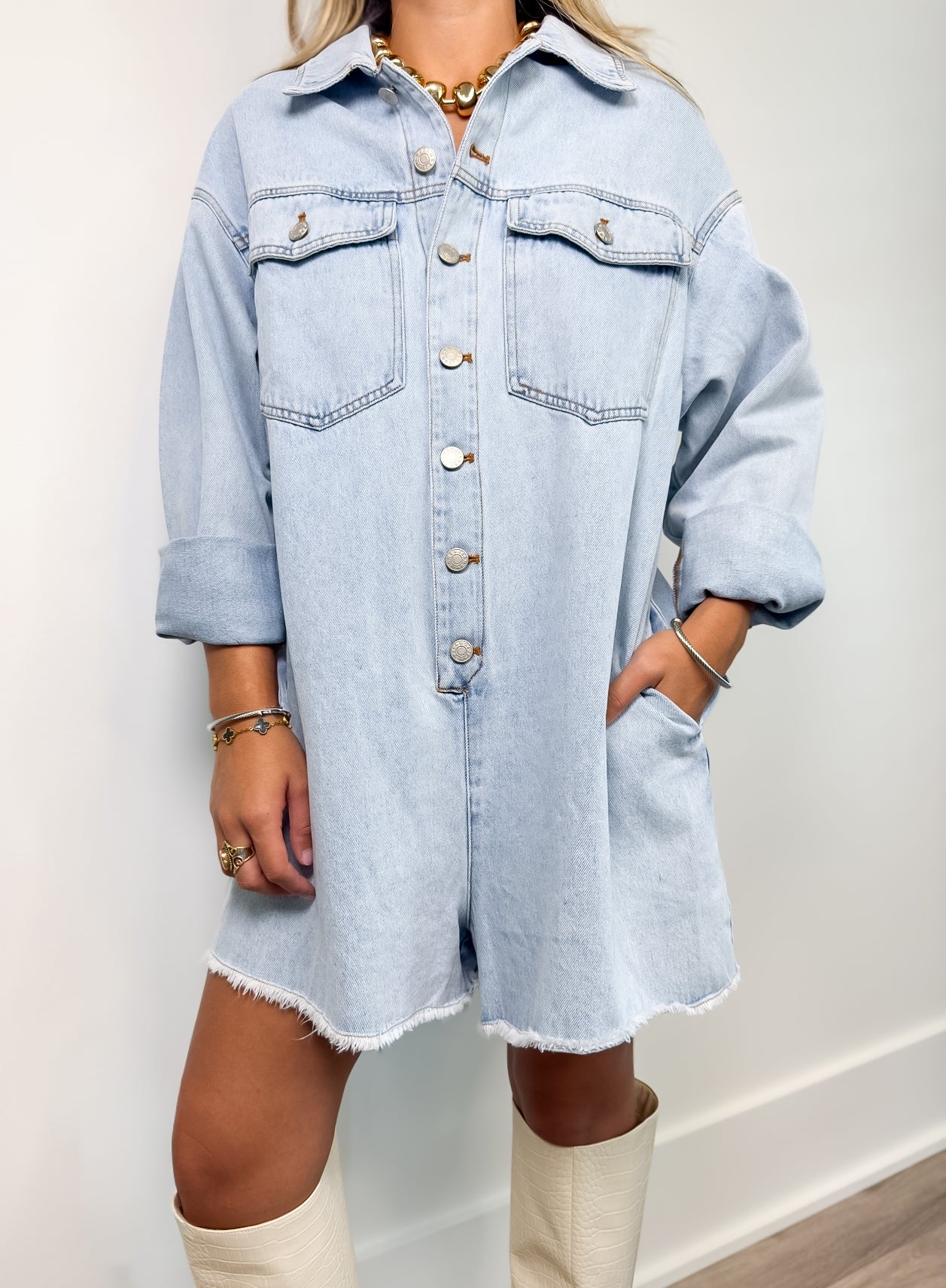 Harlow Denim Oversized Romper