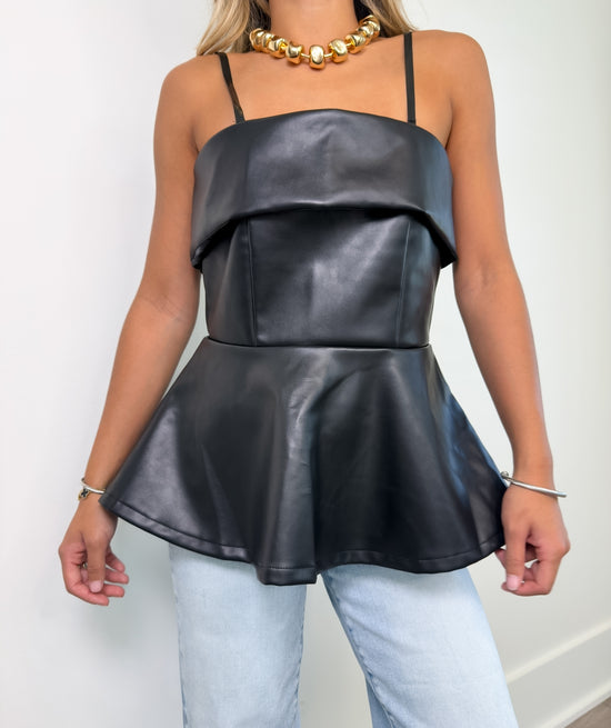 Betsy Black Peplum Top