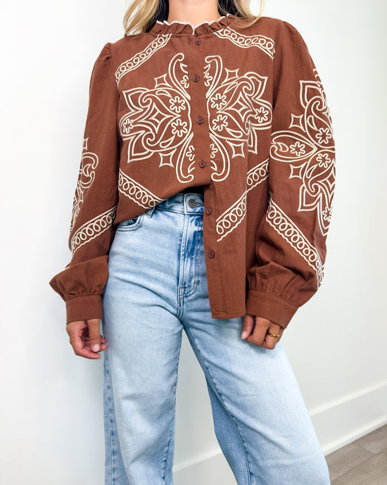 Annie Embroidered Button Up Top